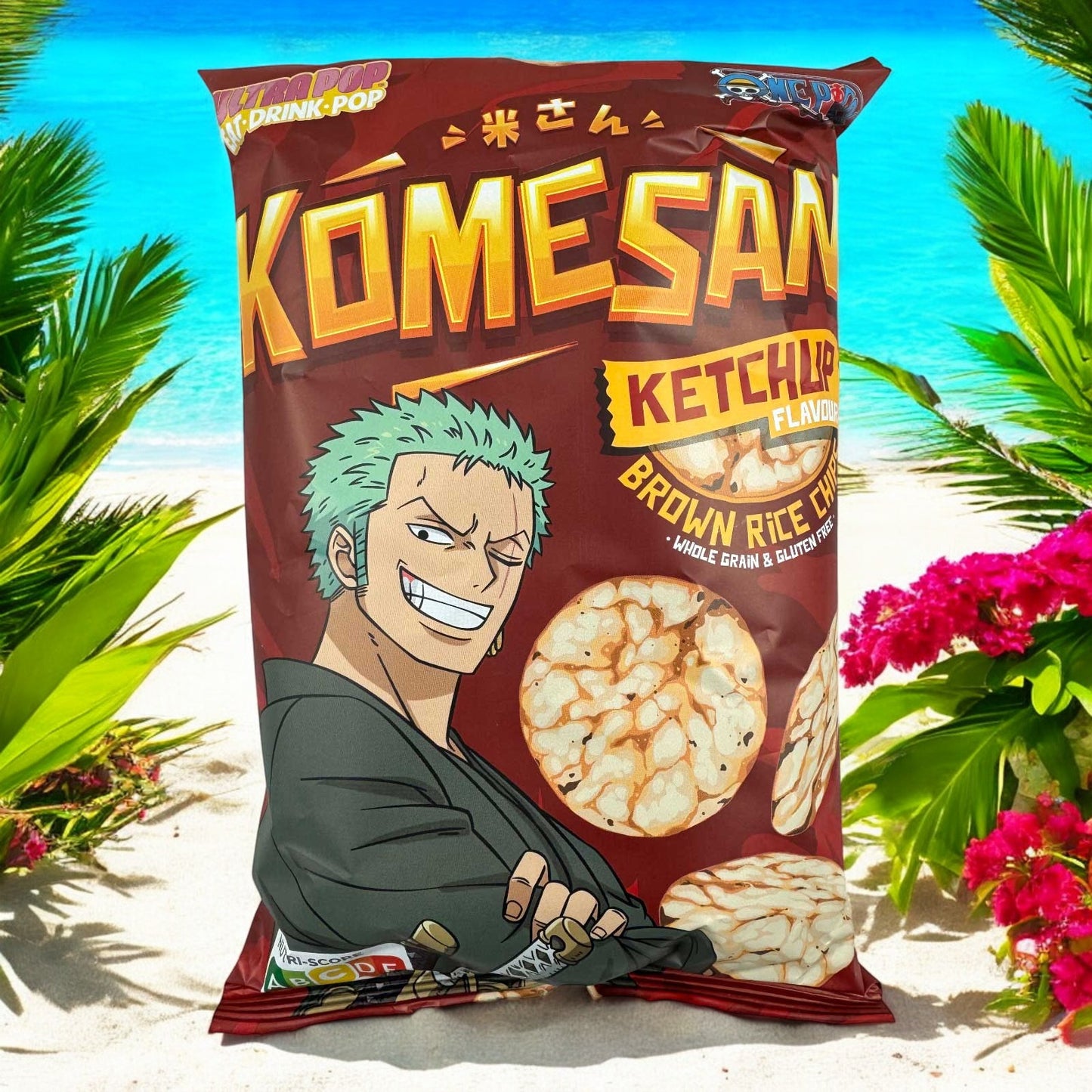 Komesan Brauner Reis Chips, One Piece Zoro, mit Ketchup Geschmack 60g
