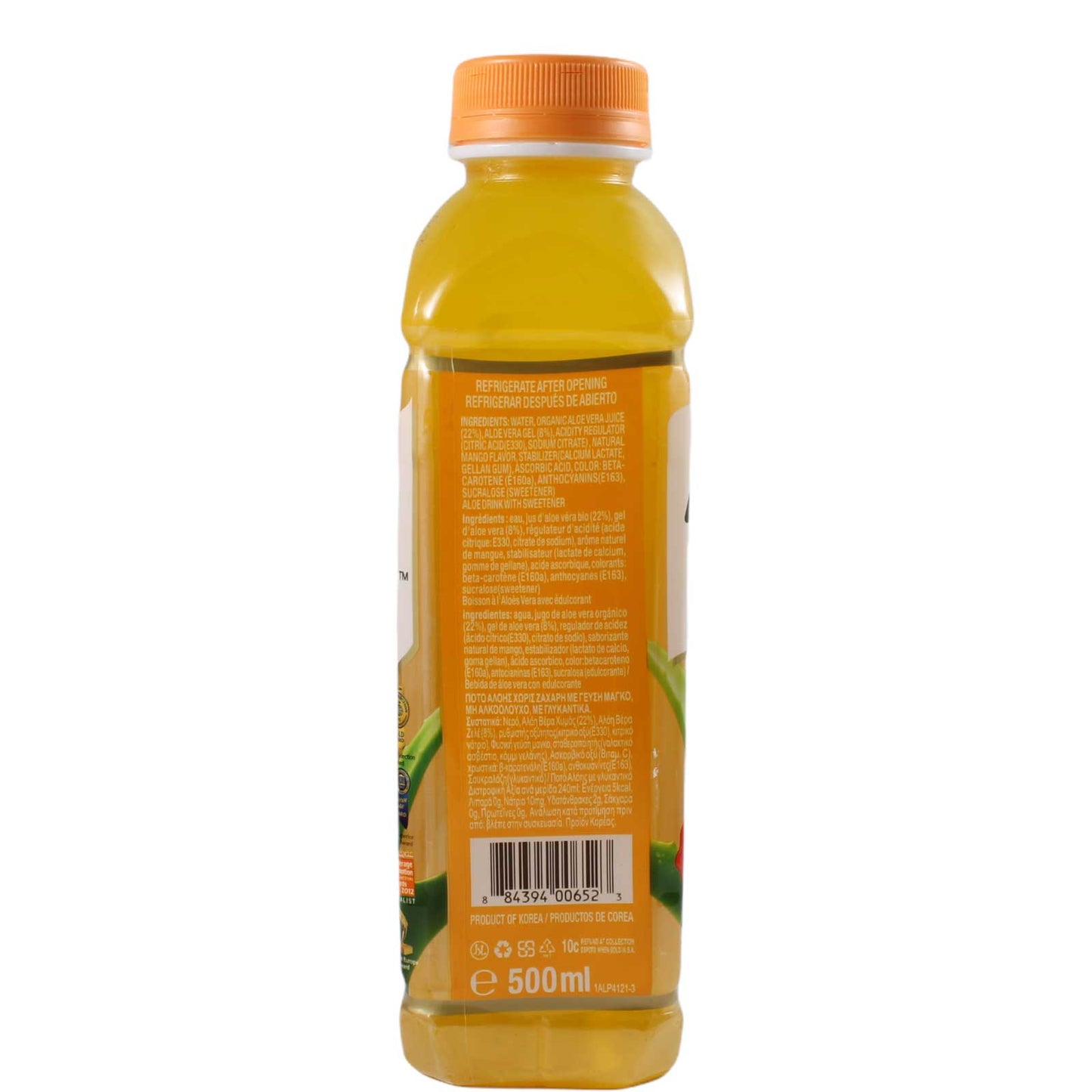 OKF Mango Aloe Vera Getränk zzgl. 25cent Pfand, EINWEG, ohne Zucker 0,5l