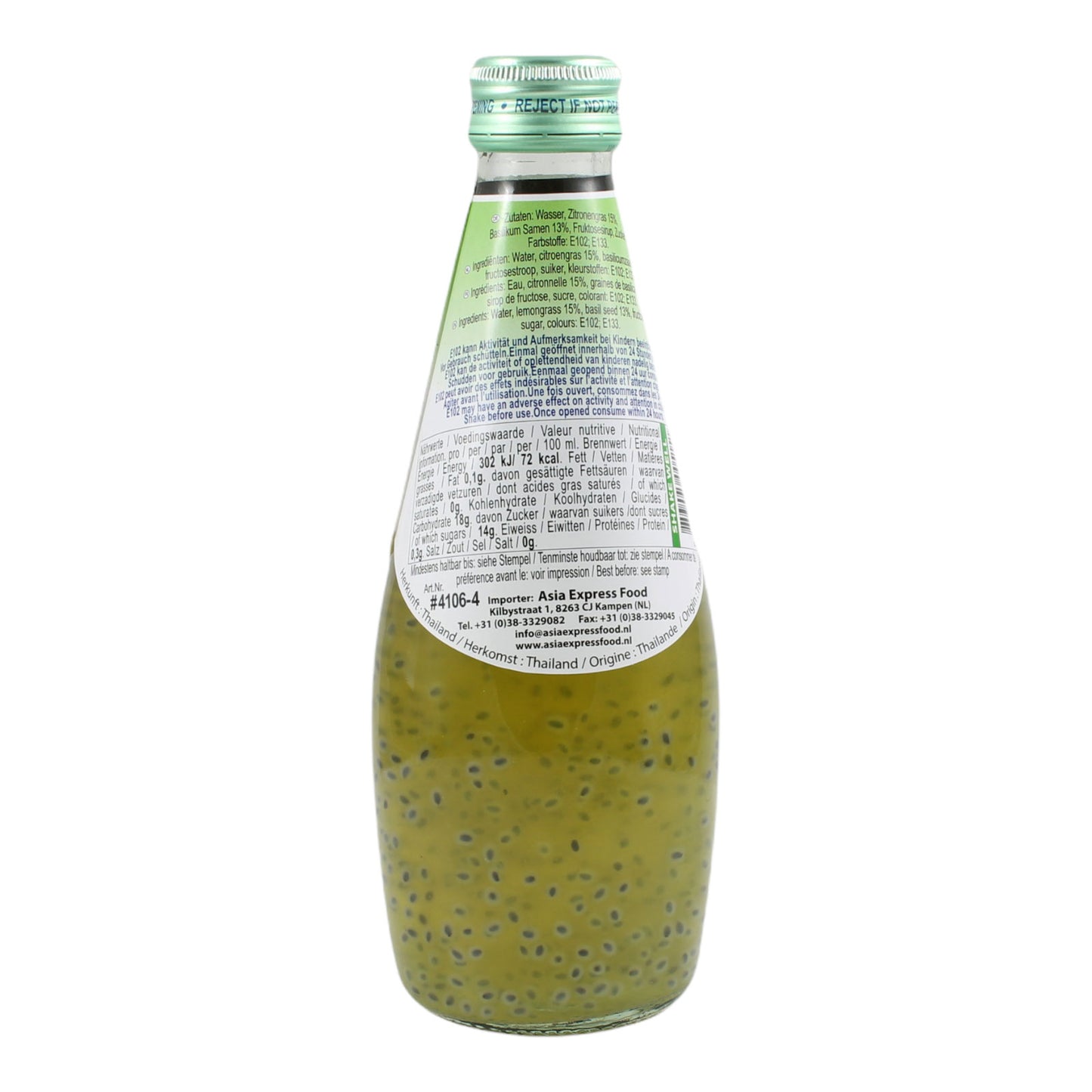 V-Fresh Zitronengrasgetränk mit Basilikumsamen 290ml