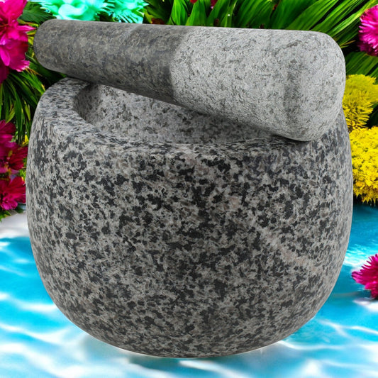 Jade Temple Steinmörser mit Stößel, 14x10cm