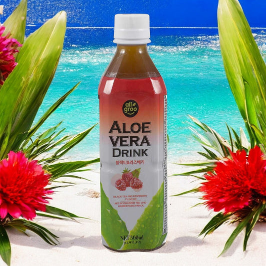 allgroo Aloe Vera Getränk zzgl. 25cent Pfand, EINWEG, mit schwarzem Tee & Himbeere 500ml