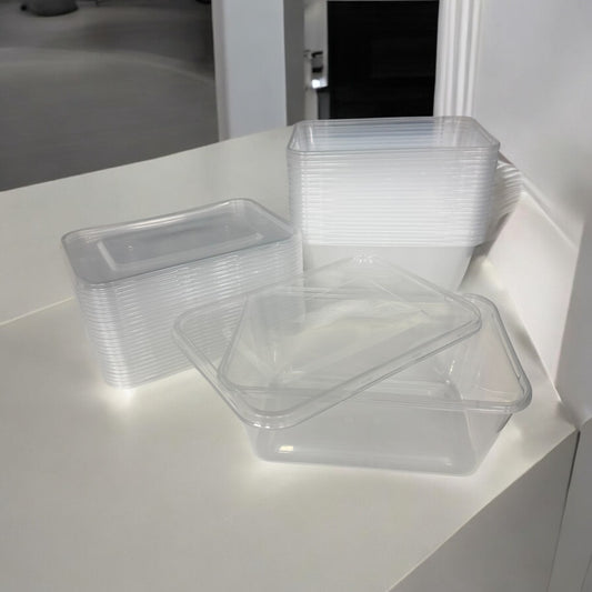25x Fiesta Kunststoff Mikrowellenbehälter, Plastikdose, Gastronomie, Imbiss 1l